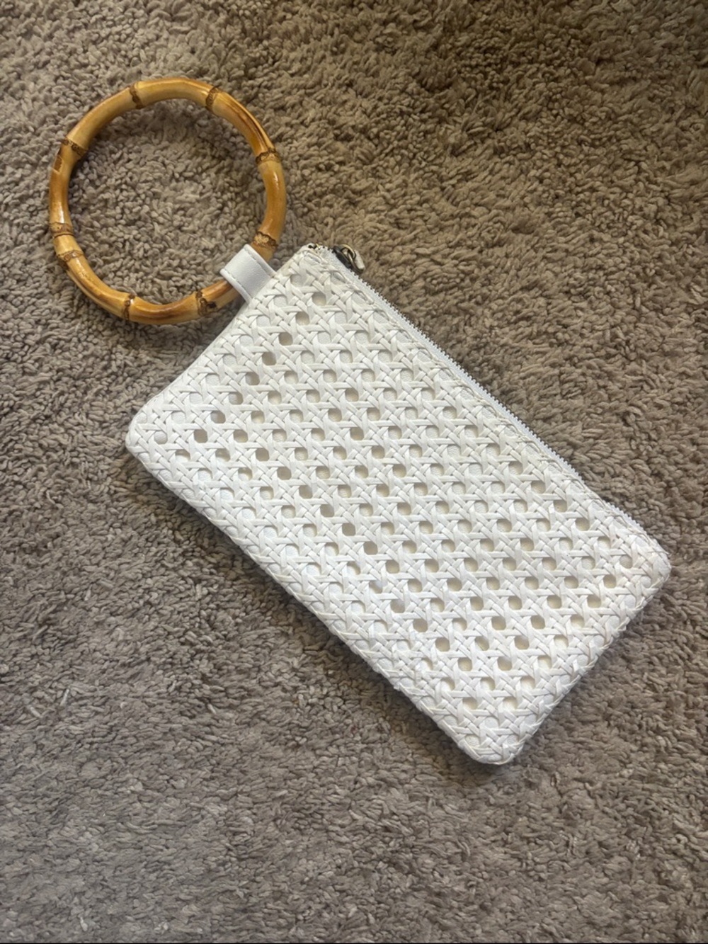 Lulus White Wristlet Clutch with Bamboo Handle